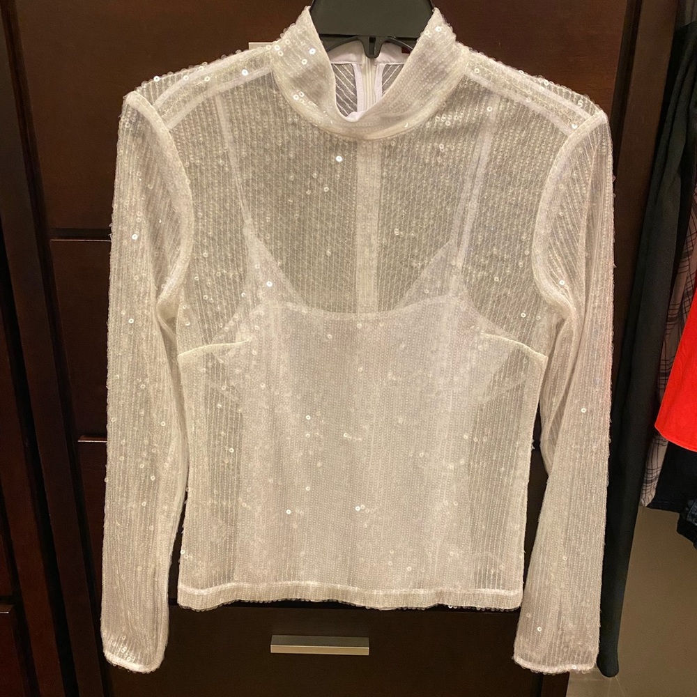 Staud white sequin top. Comes with white camisole underneath.